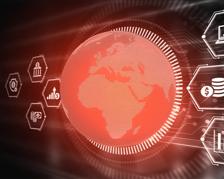 image of globe with payment options
