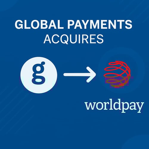 Illustration of Global Payments acquiring Worldpay in 2025, symbolizing fintech consolidation, card acquiring market shifts, and merchant payment infrastructure strategy.